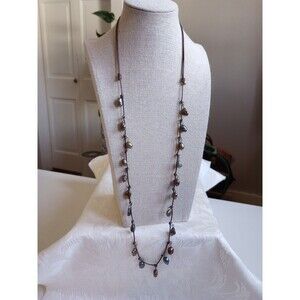 30-40 in Natural Baroque Pearl Dangle Leather Boho Necklace
